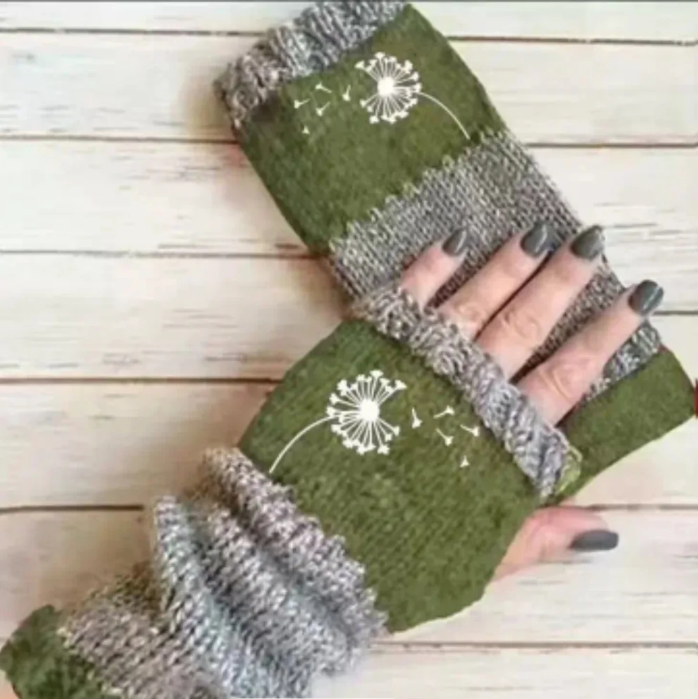 Elegant Black and Gray Fingerless Gloves - Picture 3 of 5